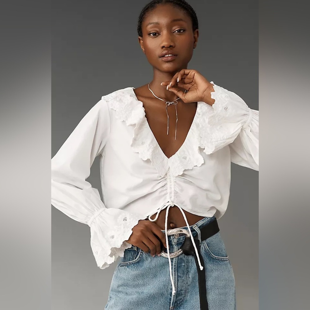 White Ruffled Boho Top